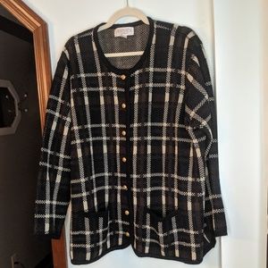 Plaid Button Up Sweater Cardigan